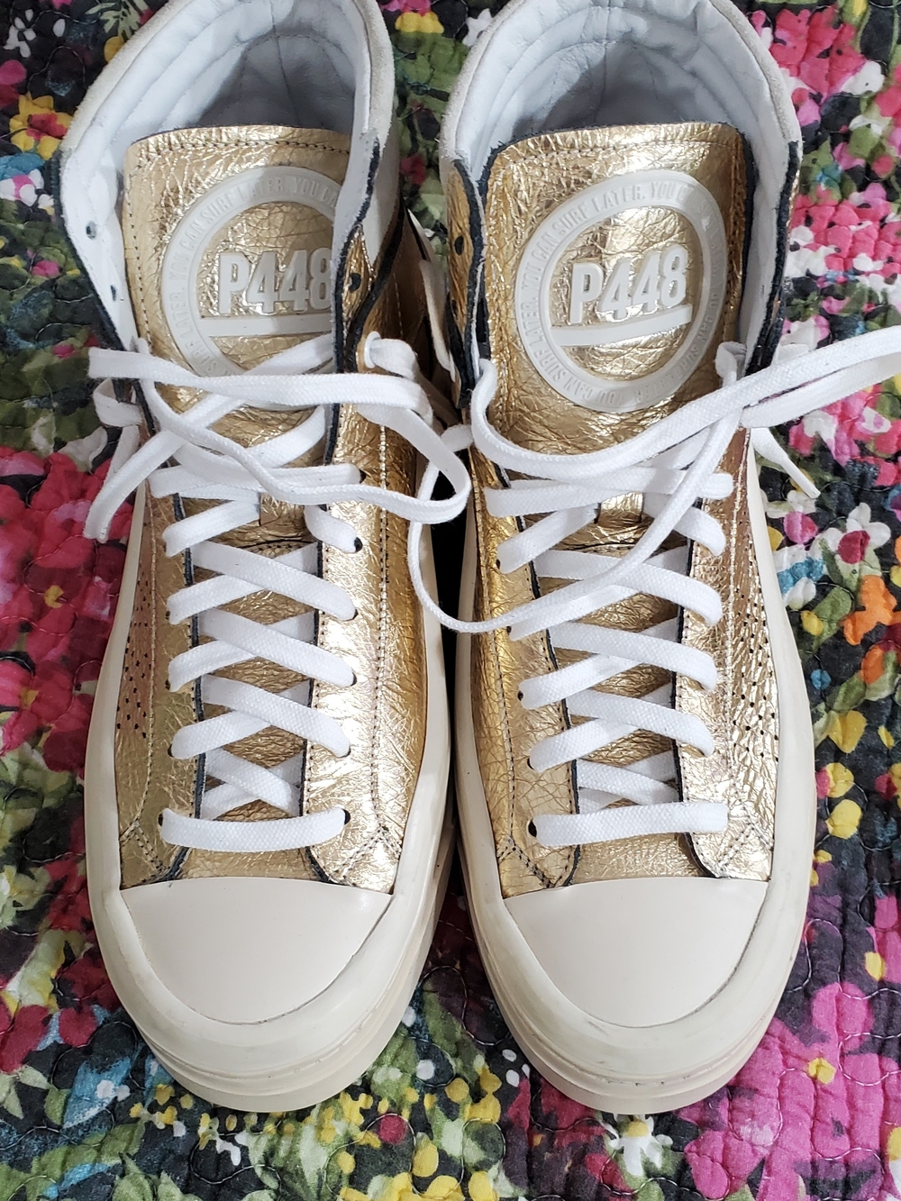 P448 gold metallic leather  high-top sneakers new size 39